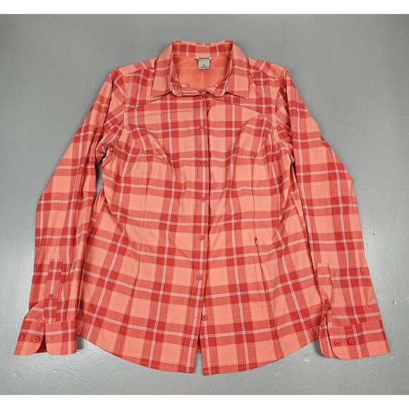 Duluth Trading Button Down Shirt Womens Med. Nylon Vented Long Sleeve Plaid. - Picture 1 of 5